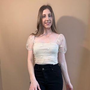 NWT Starry Night Gold Sheer Bodysuit